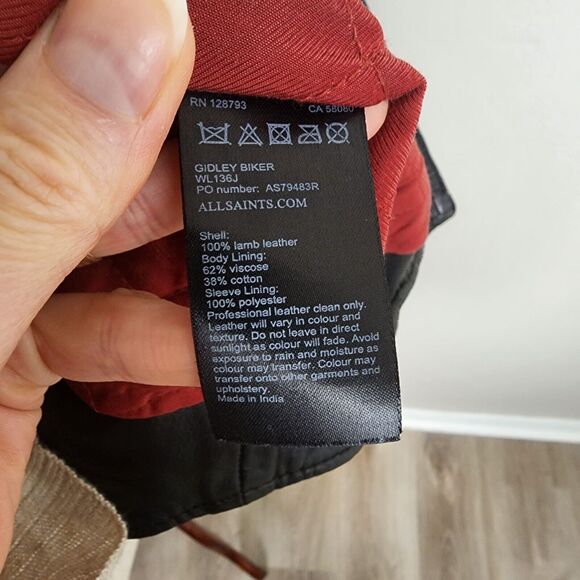 ALL SAINTS | RARE Gidley Leather Biker Jacket Sz 2 Black Studded Rocker Staple - Picture 10 of 13